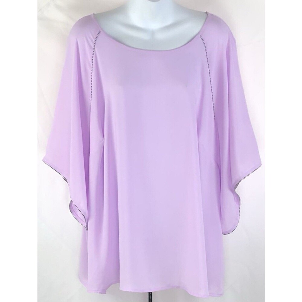 Worthington chiffon flowy top 2X Purple 3/4 Draped Angel sleeves fairy Romantic